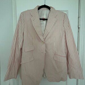 PINK & WHITE VERTICAL STRIPED BLAZER